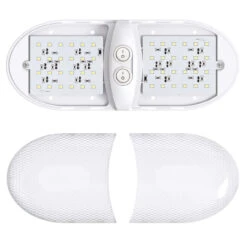 Leisure LED RV LED Ceiling Double Dome Interior Light Fixture Euro Frosted Lens With ON/Off Switch Natural White 6000-6500K 48-2835SMD -Auto Parts Shop leisure led rv led ceiling double dome interior light fixture euro frosted lens with onoff switch natural white 6000 6500k 48 2835smd 47396.1672364365