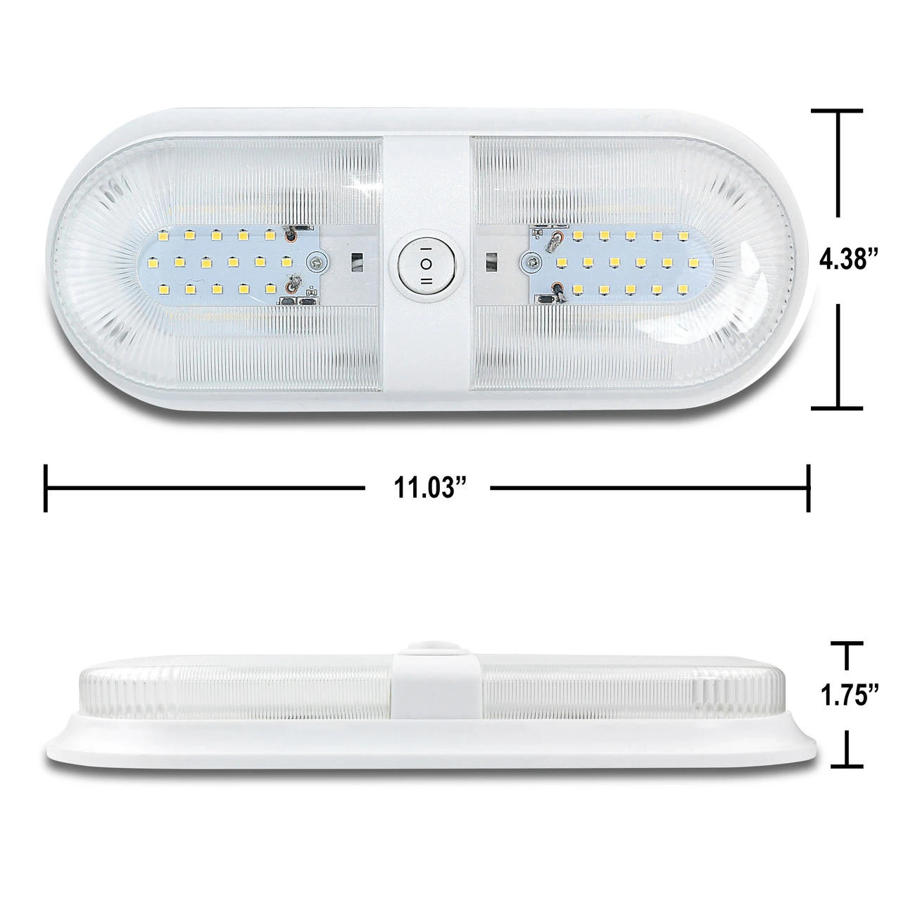 Leisure LED RV LED Ceiling Double Dome Interior Light Fixture Oval With ON/Off Switch Natural White 4000-4500K 48-2835SMD 3 Leisure LED RV LED Ceiling Double Dome Interior Light Fixture Oval With ON/Off Switch Natural White 4000-4500K 48-2835SMD - Image 3