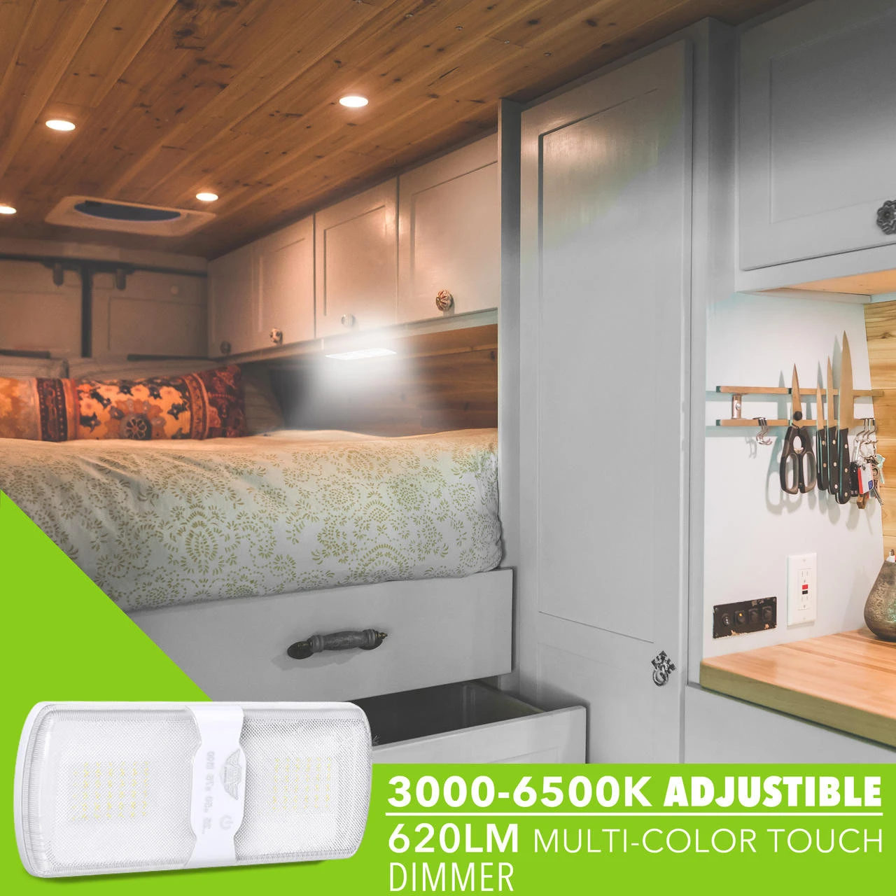 Leisure LED RV LED Ceiling Double Dome Interior Light Fixture Touch To Dim Switch Multi Warm, Natural, And Cool White 60-2835SMD 4 Leisure LED RV LED Ceiling Double Dome Interior Light Fixture Touch To Dim Switch Multi Warm, Natural, And Cool White 60-2835SMD - Image 4