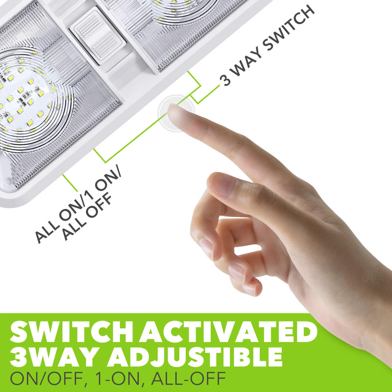 Leisure LED RV LED Ceiling Double Dome Interior Light Fixture With ON/Off Switch Cool White 6000-6500K 48-2835SMD 5 Leisure LED RV LED Ceiling Double Dome Interior Light Fixture With ON/Off Switch Cool White 6000-6500K 48-2835SMD - Image 5