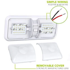 Leisure LED RV LED Ceiling Double Dome Interior Light Fixture With ON/Off Switch Frosted Lens Natural White 4000-4500K 48-2835SMD -Auto Parts Shop leisure led rv led ceiling double dome interior light fixture with onoff switch frosted lens natural white 4000 4500k 48 2835smd 79173.1672364570