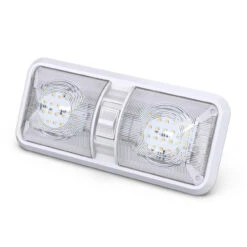 Leisure LED RV LED Ceiling Double Dome Interior Light Fixture With ON/Off Switch Natural White 4000-4500K 48-2835SMD