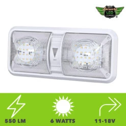 RV LED Ceiling Double Dome Light Fixture With Dimmer Switch Interior Lighting For Car/RV/Trailer/Camper/Boat DC 12V 550 Lumens Natural White 4000-4500K -Auto Parts Shop leisure led rv led ceiling double dome light fixture with dimmer switch interior lighting for carrvtrailercamperboat dc 12v 550 lumens natural white 4000 4500k 29169.1671586009