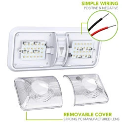 RV LED Ceiling Double Dome Light Fixture With Dimmer Switch Interior Lighting For Car/RV/Trailer/Camper/Boat DC 12V 550 Lumens Natural White 4000-4500K -Auto Parts Shop leisure led rv led ceiling double dome light fixture with dimmer switch interior lighting for carrvtrailercamperboat dc 12v 550 lumens natural white 4000 4500k 50967.1671586008